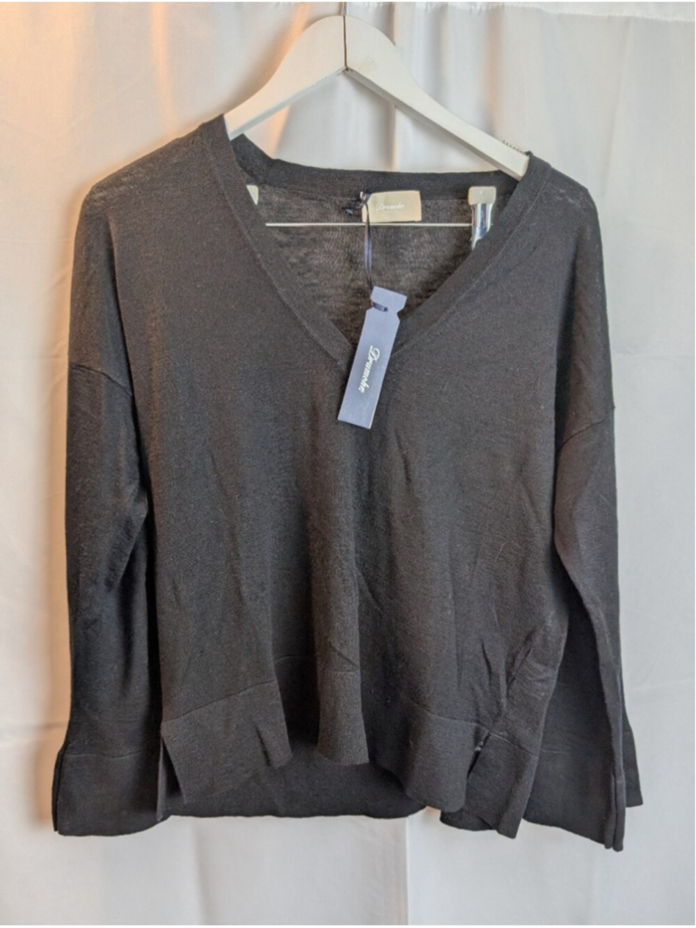 DRUMOHR Italy Luxury Slouchy V-Neck Knit Sweater Black L9S482 M BNWT